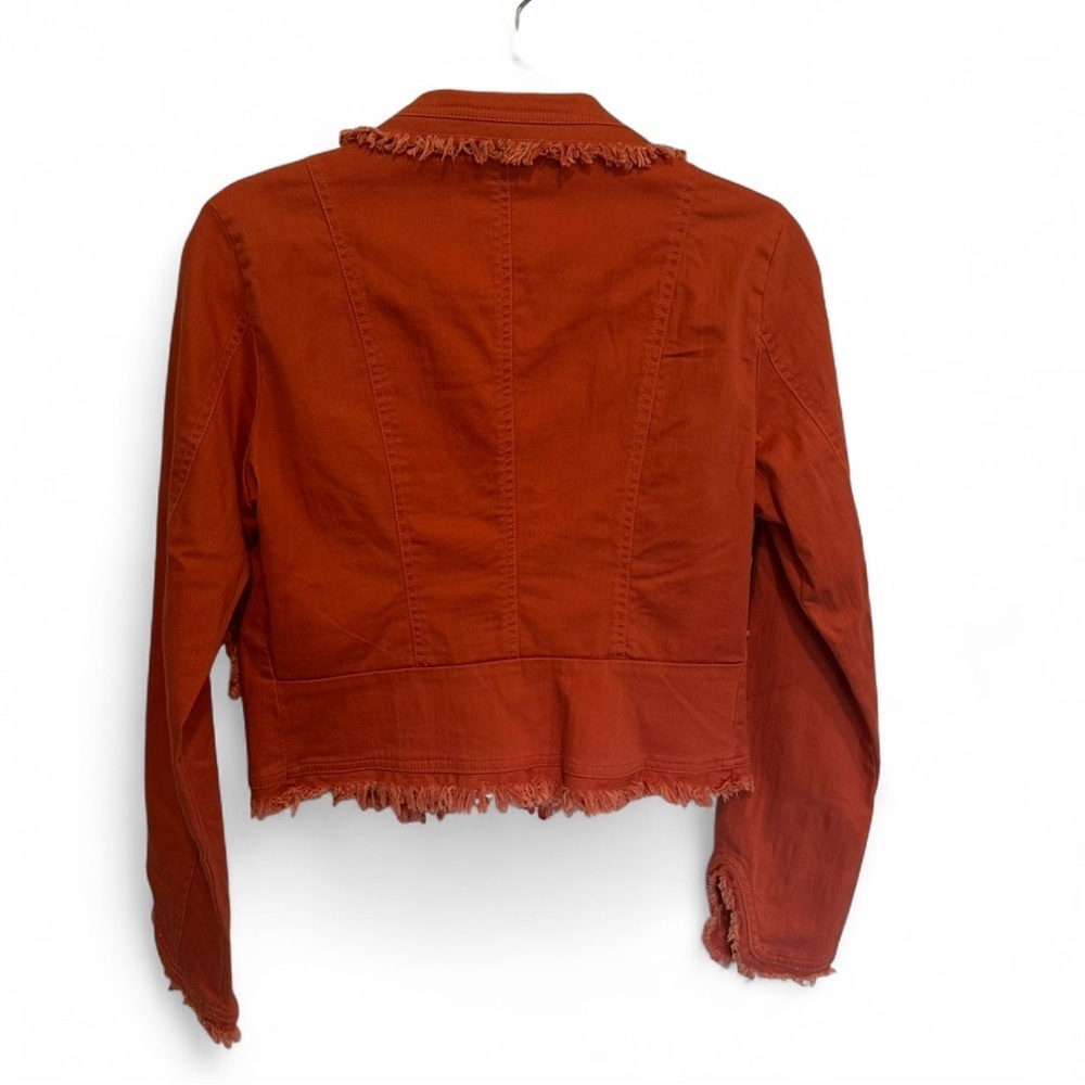Tulle Women's Rust Frayed Fringe Blazer - Picture 2 of 6